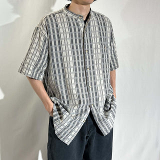 90's～ BOGARI STUDIO "made in ITALY" スタンドカラー S/Sシャツ