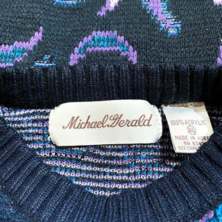 80's～ パープル 総柄 ニット セーター