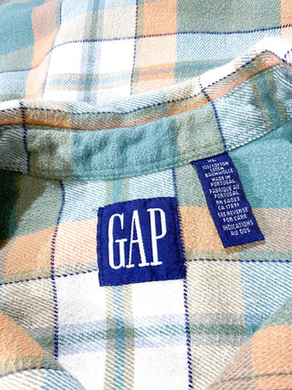 90's  GAP ターコイズ チェック L/Sネルシャツ