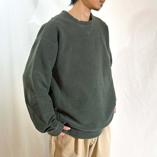 90's "made in USA" LANDS' END 鹿の子 無地 スウェット シャツ