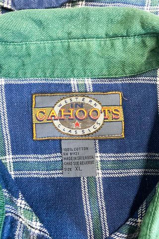 90's～ CAHOOTS エルボーパッチ ガンパッチ L/Sネルシャツ