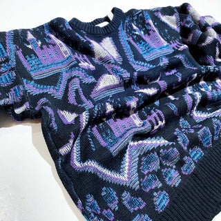 80's～ パープル 総柄 ニット セーター