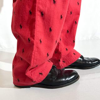 90's～ OLD Ralph Lauren ドローコード 総柄 ワイド パジャマ パンツ