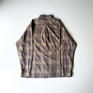 90's～00's TOMMY HILFIGER カーキ×ラベンダーグレー チェック L/Sシャツ