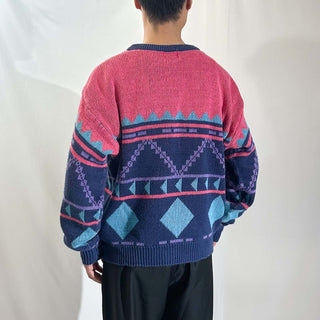 80's～ concept clothing company リネン×コットン 総柄 ニット セーター