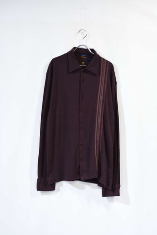 90's～ VANHEUSEN スリット ブラウン L/Sシャツ