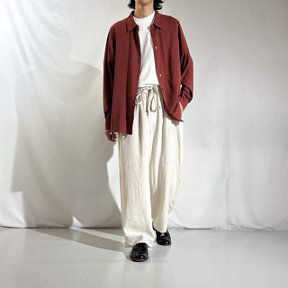 00's ORVIS ボックスシルエット ブラウン シルク L/Sシャツ