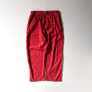 90's～ OLD Ralph Lauren ドローコード 総柄 ワイド パジャマ パンツ