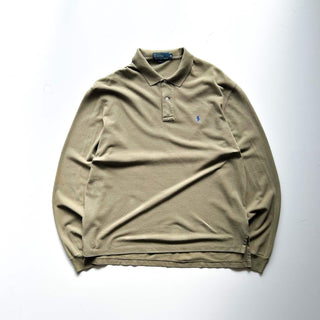 00's RALPH LAUREN オリーブ ワンポイント L/S ニット ポロシャツ