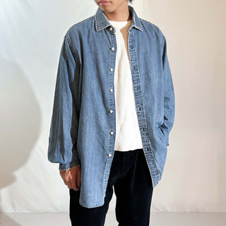90's～ OLD RALPH LAUREN "PHILIP" ボロ ワイドカラー デニム L/Sシャツ