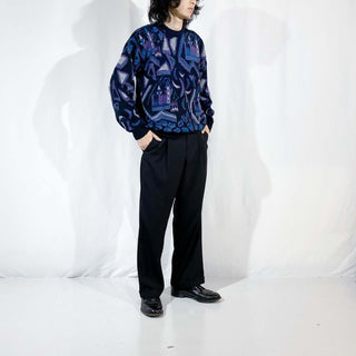 80's～ パープル 総柄 ニット セーター