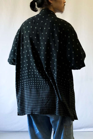 小紋柄 デザイン シルク S/S シャツ
