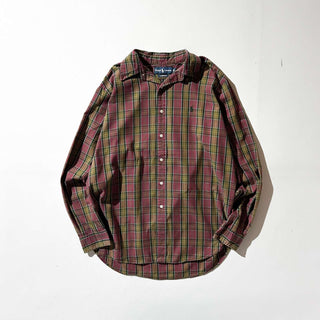 90's～ OLD RALPH LAUREN "CLASSIC FIT" チェック ボタンダウン L/Sシャツ