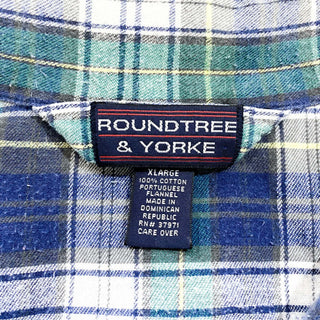 90's～ ROUNDTREE&YORKE  グリーン×ネイビー チェック パジャマ シャツ