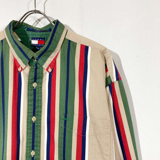 90's TOMMY HILFIGER マルチストライプ L/S シャツ