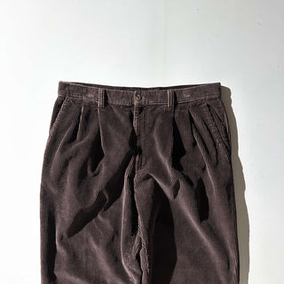 00's St. John's Bay ブラウン 2タック コーデュロイ ワイド パンツ