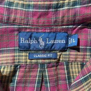 90's～ OLD RALPH LAUREN "CLASSIC FIT" チェック ボタンダウン L/Sシャツ
