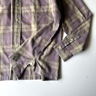90's～00's TOMMY HILFIGER カーキ×ラベンダーグレー チェック L/Sシャツ