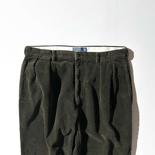 90's～ "made in SINGAPORE" OLD RALPH LAUREN "ANDREW PANT" カーキ 2タック コーデュロイ パンツ