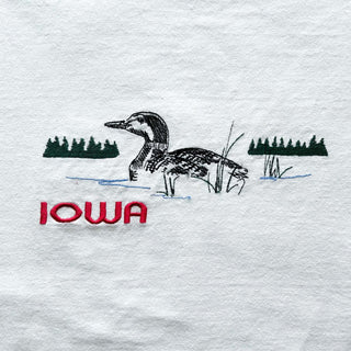 90's "made in USA" American apparel Company "IOWA" ダック ヘビーウェイト 刺繍 Tシャツ