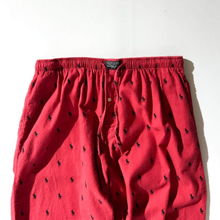 90's～ OLD Ralph Lauren ドローコード 総柄 ワイド パジャマ パンツ