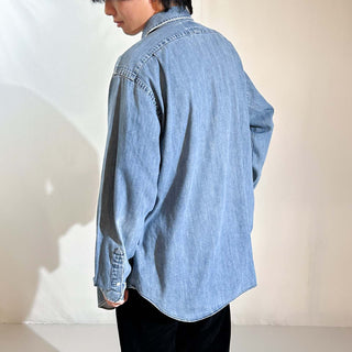 90's～ OLD RALPH LAUREN "PHILIP" ボロ ワイドカラー デニム L/Sシャツ