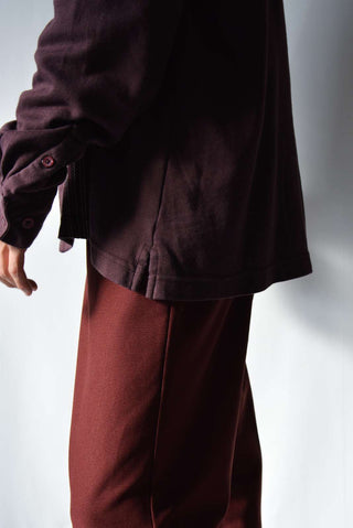 90's～ VANHEUSEN スリット ブラウン L/Sシャツ