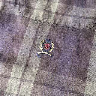 90's～00's TOMMY HILFIGER カーキ×ラベンダーグレー チェック L/Sシャツ