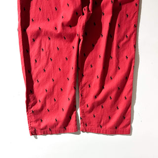 90's～ OLD Ralph Lauren ドローコード 総柄 ワイド パジャマ パンツ