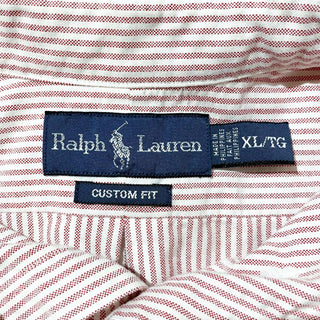 RALPH LAUREN "CUSTOM FIT" ピンク ストライプ L/Sシャツ