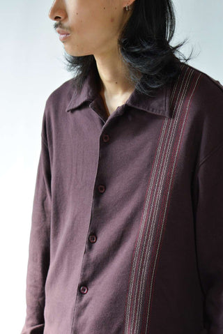 90's～ VANHEUSEN スリット ブラウン L/Sシャツ