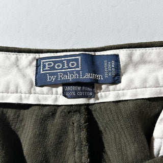 90's～ "made in SINGAPORE" OLD RALPH LAUREN "ANDREW PANT" カーキ 2タック コーデュロイ パンツ