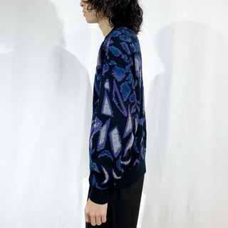 80's～ パープル 総柄 ニット セーター