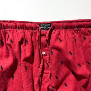 90's～ OLD Ralph Lauren ドローコード 総柄 ワイド パジャマ パンツ