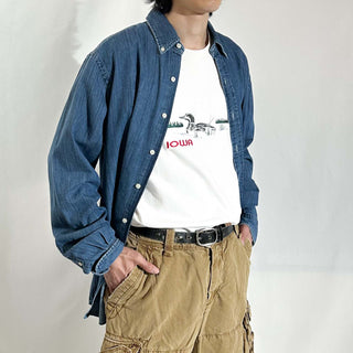 90's "made in USA" American apparel Company "IOWA" ダック ヘビーウェイト 刺繍 Tシャツ