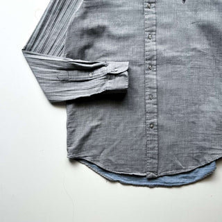 00's RALPH LAUREN グレー ヘリンボーン ワイドカラー L/Sシャツ