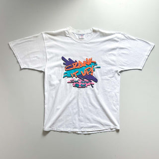 00's JERZEES "CRANK IT UP! " 企業 両面プリント Tシャツ