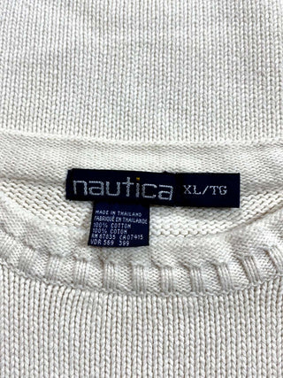 90's NAUTICA ホワイト ワンポイント ニット