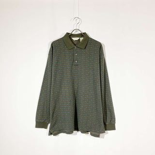 90's~00's Eddie Bauer 総柄 L/S ポロシャツ