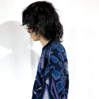 80's～ パープル 総柄 ニット セーター