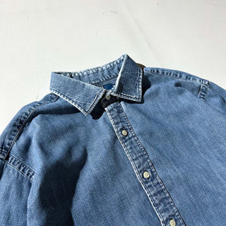90's～ OLD RALPH LAUREN "PHILIP" ボロ ワイドカラー デニム L/Sシャツ