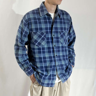 90's SAUGATUCK レギュラーカラー チェック L/Sプリントネルシャツ