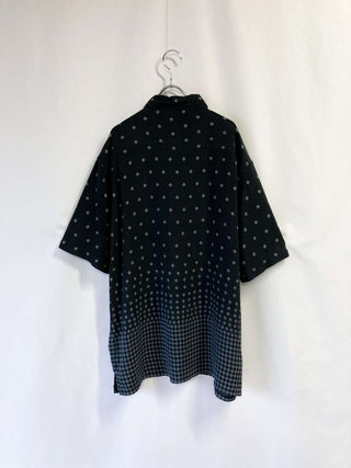 小紋柄 デザイン シルク S/S シャツ