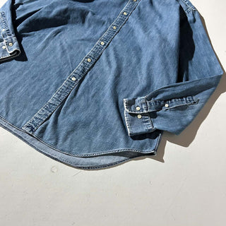 90's～ OLD RALPH LAUREN "PHILIP" ボロ ワイドカラー デニム L/Sシャツ