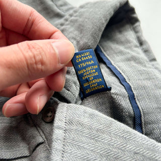 00's RALPH LAUREN グレー ヘリンボーン ワイドカラー L/Sシャツ