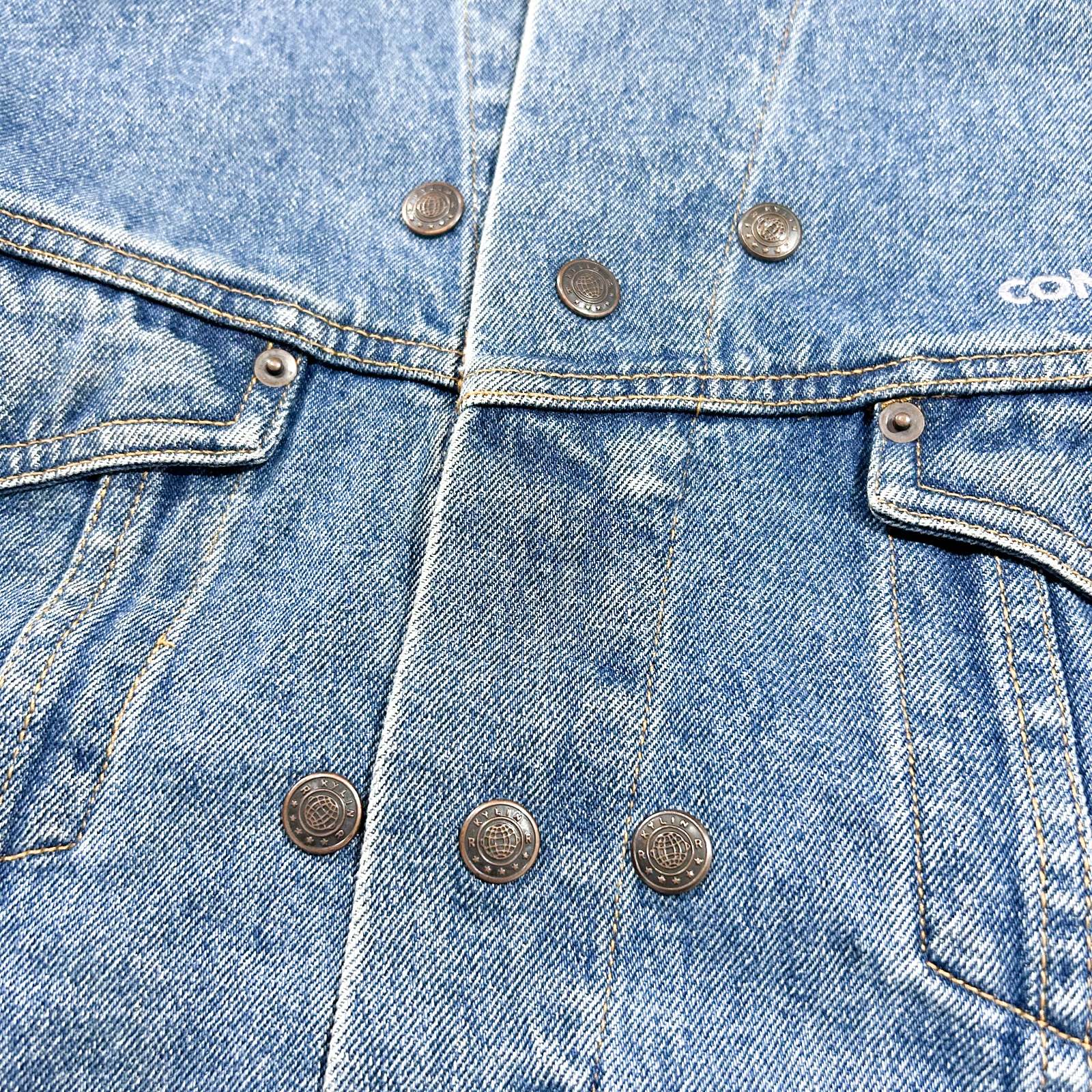 古着–レザー切替 デザイン デニム トラッカー ジャケット – 【古着通販