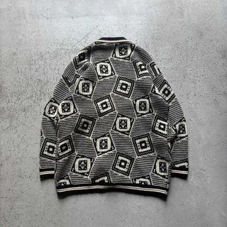 ～90's アンゴラ × ウール 総柄 ニット カーディガン