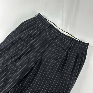 00's CUBAVERA ブラック ストライプ 2タック スラックス