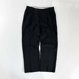 00's CUBAVERA ブラック ストライプ 2タック スラックス