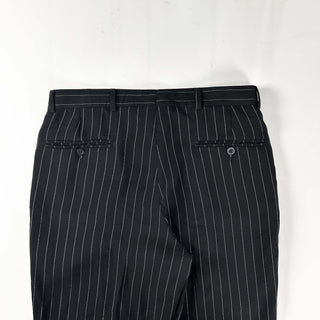 00's CUBAVERA ブラック ストライプ 2タック スラックス